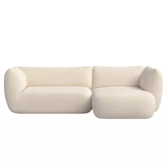 Canapé d’angle droit 2 places en tissu beige