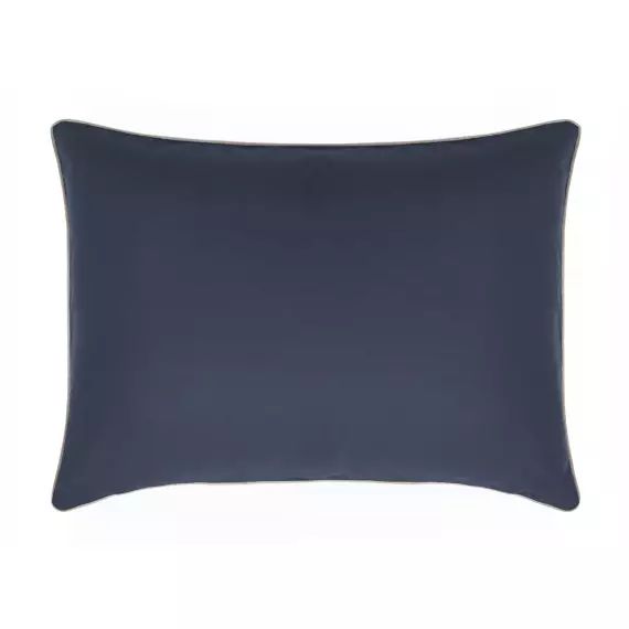 Taie d’oreiller unie en coton bleu nuit 50×70