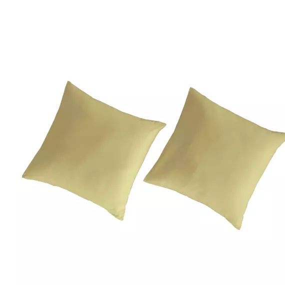 2 Taies d’oreiller en percale de coton organic 80×80 cm jaune