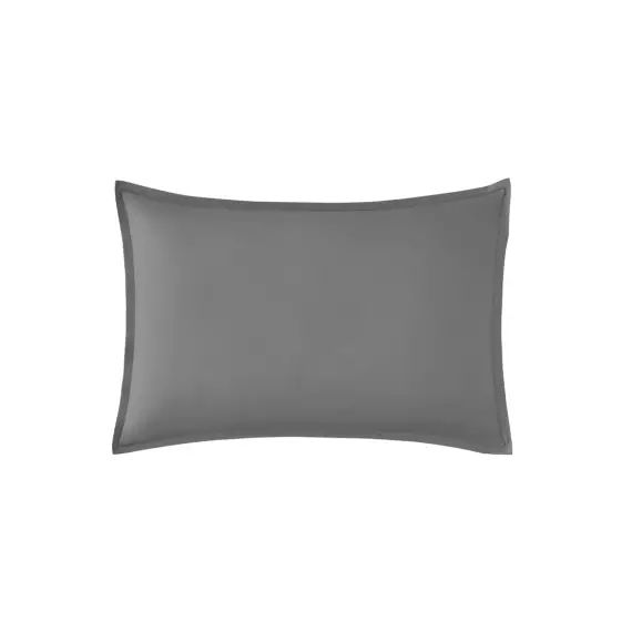 Taie d&rsquo;oreiller en percale de coton gris 50×70