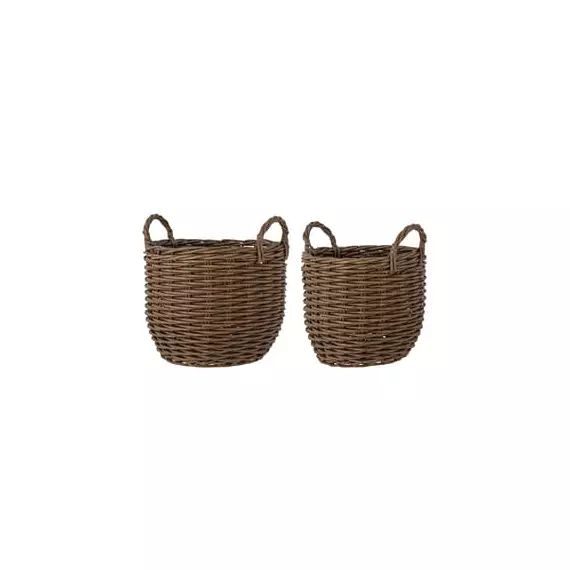 Panier Paniers en Plastique, Polyrotin – Couleur Bois naturel – 43 x 43 x 46 cm