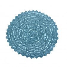 Tapis rond en coton bleu au crochet D160