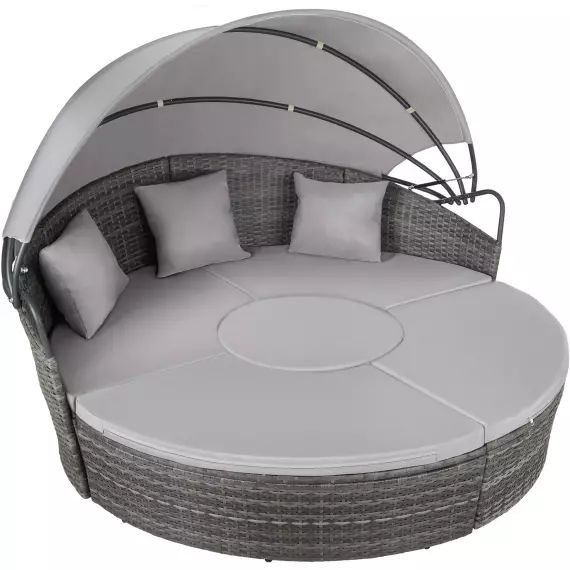 Bain de soleil rond modulable SANTORIN gris