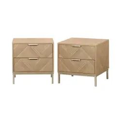 Lot de 2 tables de chevet effet bois décor chevrons