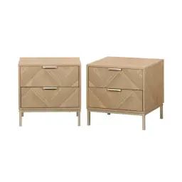 Lot de 2 tables de chevet effet bois décor chevrons