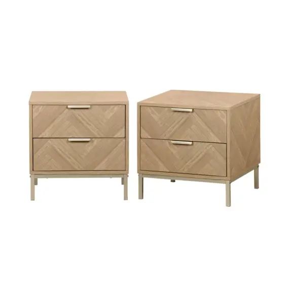 Lot de 2 tables de chevet effet bois décor chevrons