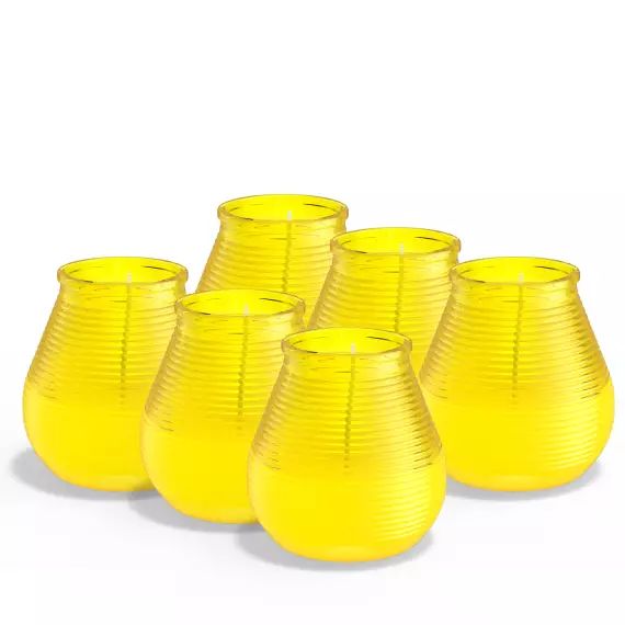 Lot De 6 Bougies D’extérieur, Citronelle, Jaune, 9,4Cm