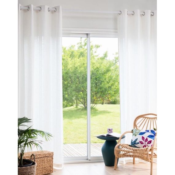 Rideau à œillets en coton écru à l&rsquo;unité 140×250