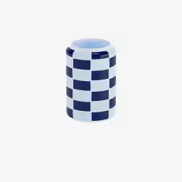 Vase cylindrique à damier céramique bleue Macao
