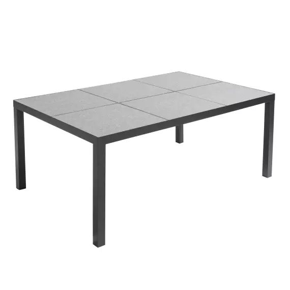 Table de jardin en céramique 10 places motif Fabric gris