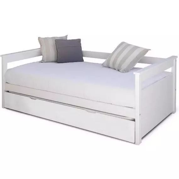 Pack Lit gigogne Izao avec matelas  Blanc 90×190 cm blanc