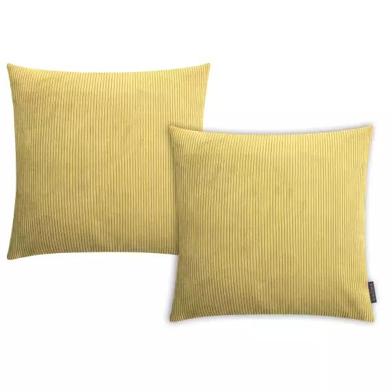 Housses de coussin velours cotelé jaune- Lot de 2-50×50
