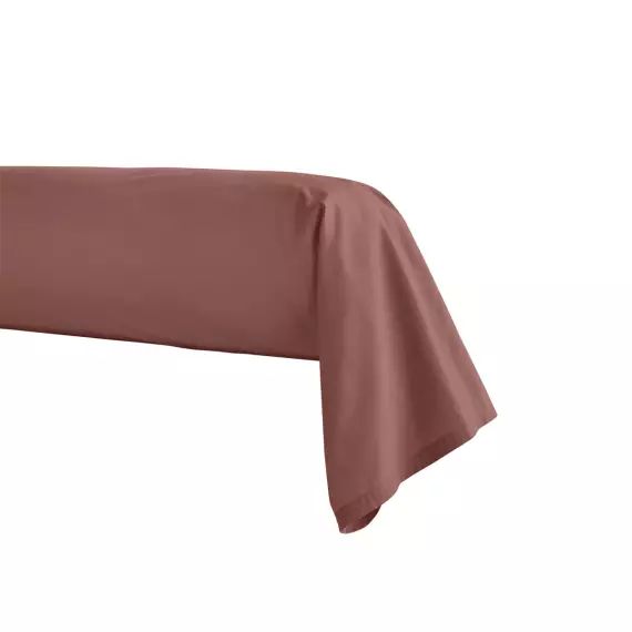 Taie de traversin en percale de coton bois de rose 43×190