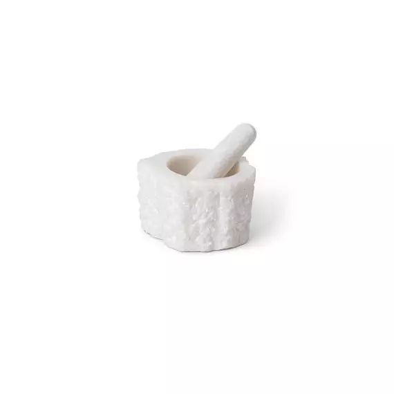 Pilon et mortier Vaisselle en Pierre, Quartz – Couleur Blanc – 18.17 x 18.17 x 9 cm