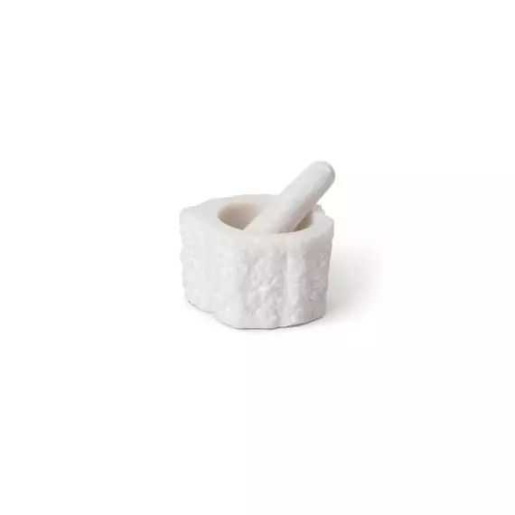 Pilon et mortier Vaisselle en Pierre, Quartz – Couleur Blanc – 18.17 x 18.17 x 9 cm