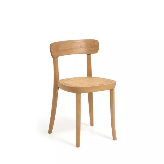 Romane – Lot de 2 chaises bistrot en bois massif et rotin – Couleur – Bois clair