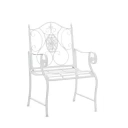 Chaise de jardin avec accoudoirs en métal Blanc