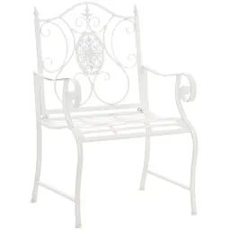 Chaise de jardin avec accoudoirs en métal Blanc