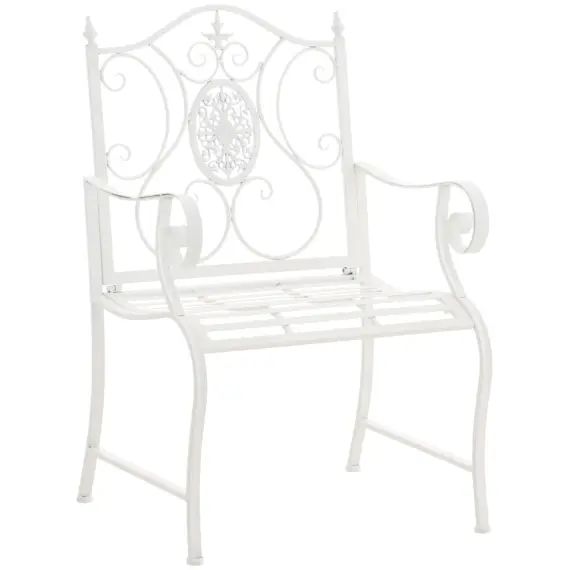 Chaise de jardin avec accoudoirs en métal Blanc