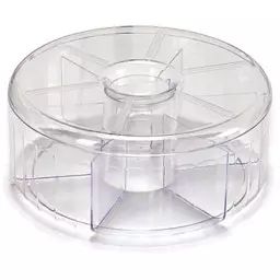 Boîte à thé ronde en plastique transparent 6 compartiments