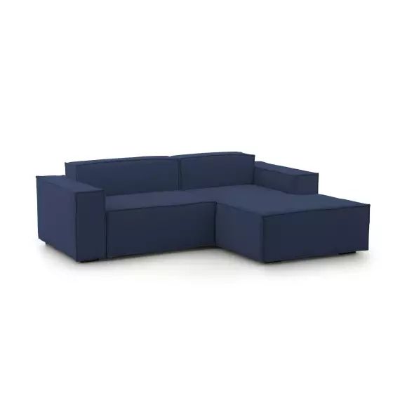Canapé d’angle 2 places en tissu bleu
