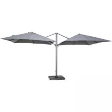 Double parasol déporté carré en aluminium gris 3x3m