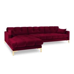 Canapé d’angle 5 places en velours rouge