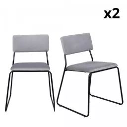Lot de 2 chaises modernes en velours gris clair