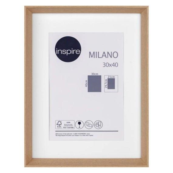 Cadre Milano, l.30 x H.40 cm chêne, INSPIRE