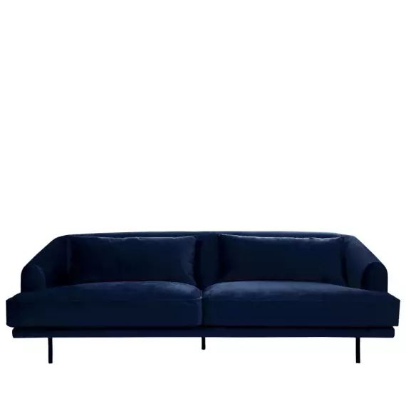 Winsen – Canapé 4 places en velours pieds droits en métal – Couleur – Bleu marine