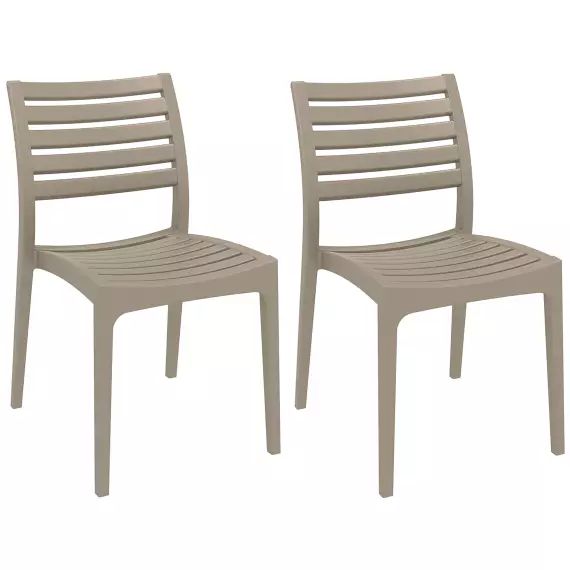 Lot de 2 chaises de jardin empilables en plastique Boue