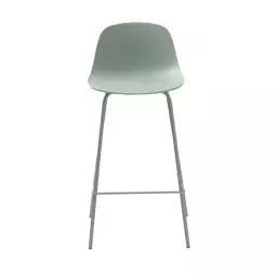 Hel – Lot de 2 chaises de bar en plastique et métal H67,5cm – Couleur – Vert