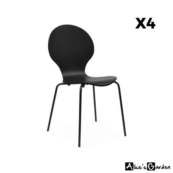 Lot de 4 chaises rétro empilables noir l alice&rsquo;s