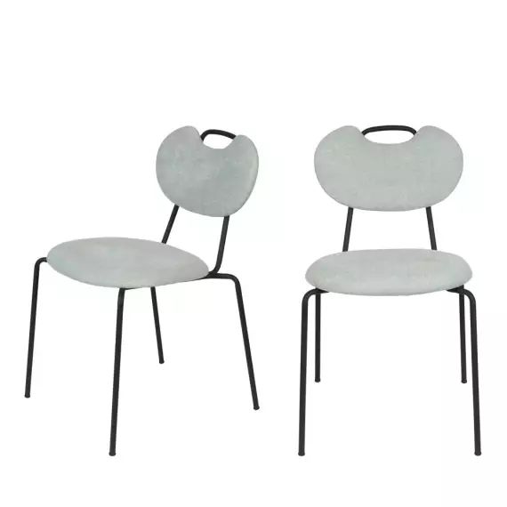 Aspen – Lot de 2 chaises en tissu et métal – Couleur – Vert