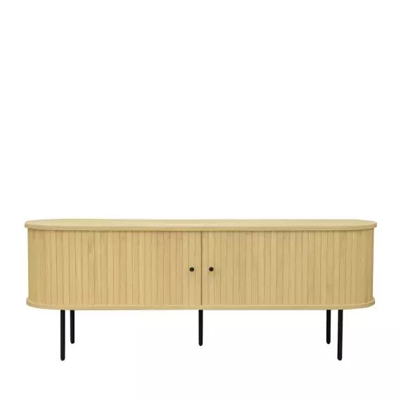 Lucie – Meuble tv aux portes coulissantes en bois et métal L150cm – Couleur – Bois clair