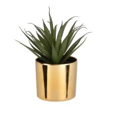 Plante artificielle succulente avec pot doré 8×18
