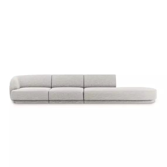 Canapé droit 4 places en tissu chenille gris clair