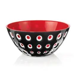 Saladier 25 cm noir et rouge en plastique multicolore