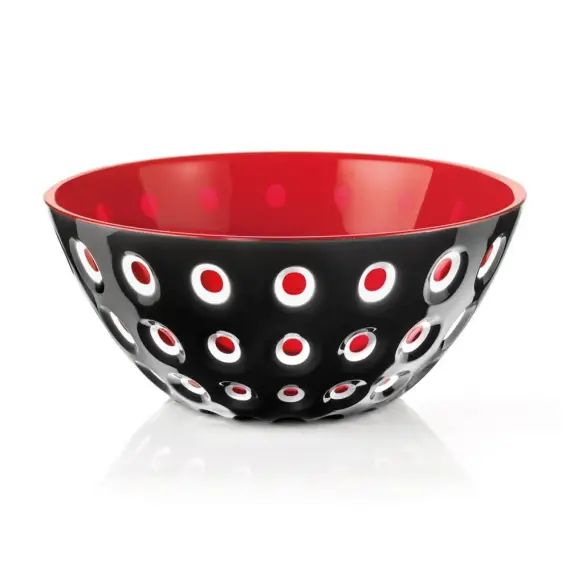 Saladier 25 cm   noir et rouge en plastique  multicolore