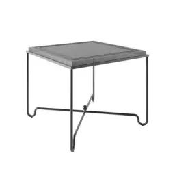 Table carrée Tropique en Métal, Acier inoxydable – Couleur Beige – 121.64 x 121.64 x 121.64 cm – Designer Mathieu Matégot