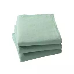 Lot de 3 serviettes de table vert en lin 41×41