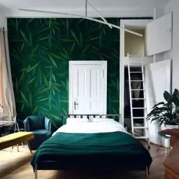 Papier peint panoramique empreintes végétales 450 x 250  vert