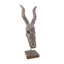 Figure antilope en bois blanchi