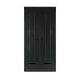 Connect – Armoire en pin 2 portes 2 tiroirs – Couleur – Noir