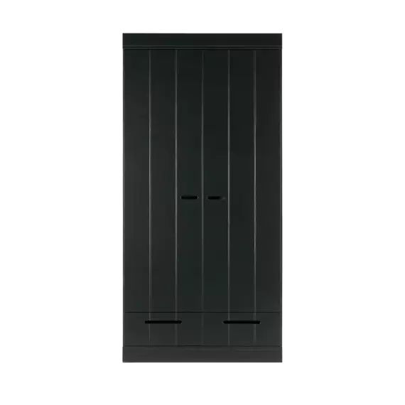 Connect – Armoire en pin 2 portes 2 tiroirs – Couleur – Noir
