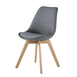Chaise en tissu gris foncé et hêtre