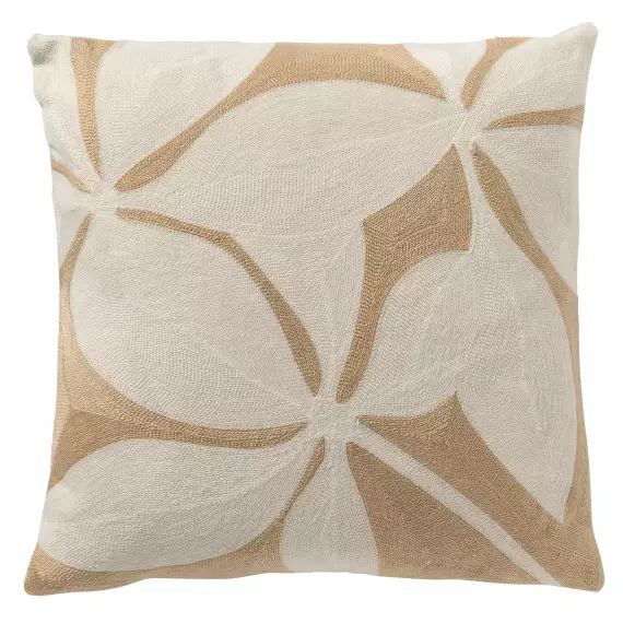 Housse de coussin beige en polyester-45×45 cm avec motif fleuri