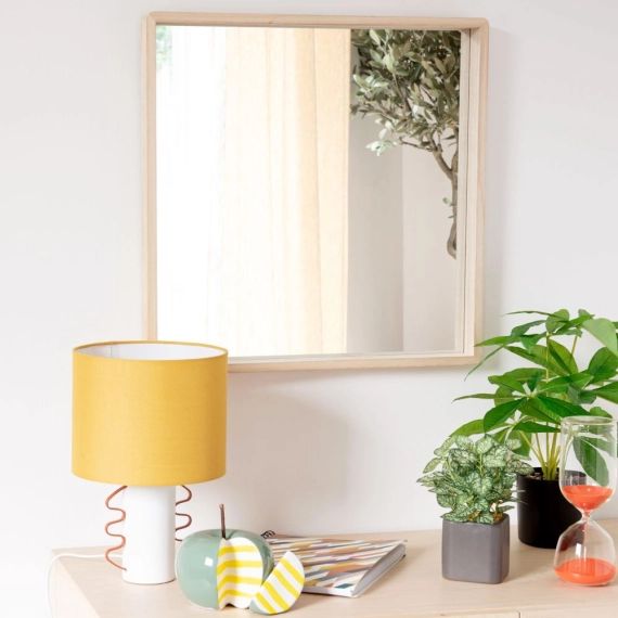 Miroir carré en bois de paulownia beige 50×50