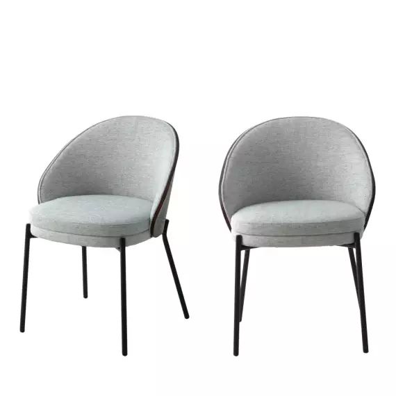 Canelas – Lot de 2 chaises en tissu et métal – Couleur – Gris clair