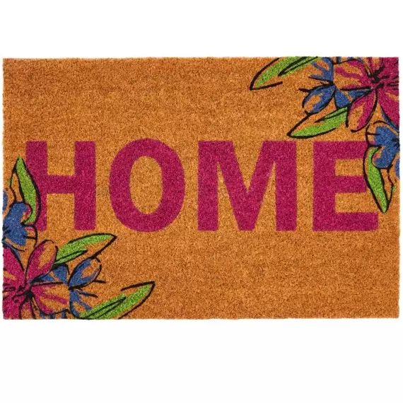 Paillasson coco fleurs home 60x40x1.5cm